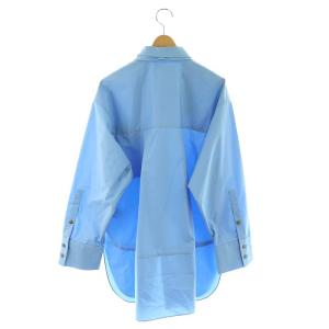 ENFOLD  25SS ツインシャツ TWIN SHIRT ブラウス 長袖 フロントボタン S 青 ブルー