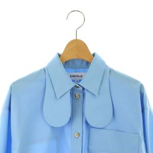 ENFOLD  25SS ツインシャツ TWIN SHIRT ブラウス 長袖 フロントボタン S 青 ブルー