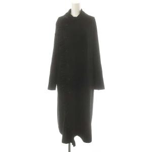 AD2021 フリル綿ポンチロングコート M ブラック