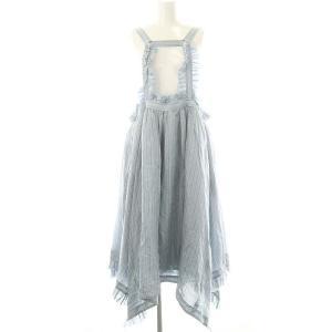 AD2021 ストライプジャンパースカート S ライトブルー