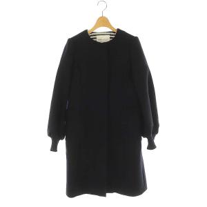 ウール カシミヤ混 ノーカラーコート アウター 36 S 濃紺 /YQ OS