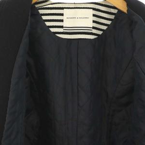 BORDERS at BALCONY ウール カシミヤ混 ノーカラーコート アウター 36 S 濃紺 /YQ OS
