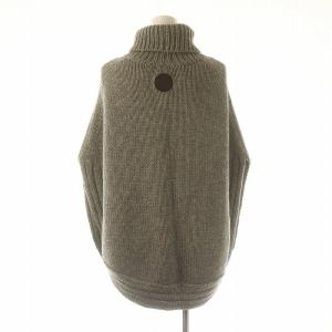 GUCCI キャメル レザーパッチ ニットポンチョ S グレー