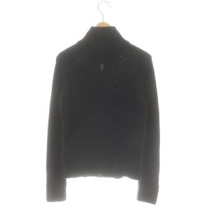 RALPH LAUREN カシミヤウール混くるみボタンニットジャケット スタンドカラー 薄手 L 紺 ネイビー