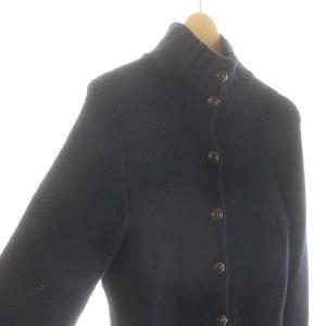 RALPH LAUREN カシミヤウール混くるみボタンニットジャケット スタンドカラー 薄手 L 紺 ネイビー