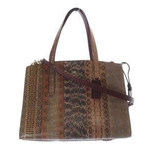 チャーリー キャリオール パイソン ロゴ 2WAYバッグ ハンドバッグ ショルダーバッグ 茶色 ブラウン