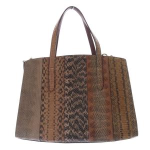 COACH チャーリー キャリオール パイソン ロゴ 2WAYバッグ ハンドバッグ ショルダーバッグ 茶色 ブラウン