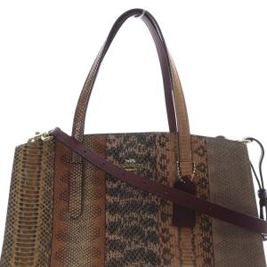 COACH チャーリー キャリオール パイソン ロゴ 2WAYバッグ ハンドバッグ ショルダーバッグ 茶色 ブラウン