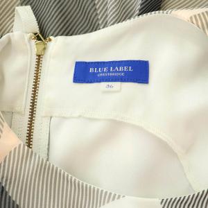 BLUE LABEL CRESTBRIDGE フレンチスリーブワンピース ミニ 半袖 シフォン チェック 36 ピンク