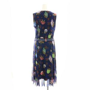 VIVIENNE TAM パワーネット タイガープリント ノースリーブワンピース ロング 総柄 40 紺 ネイビー