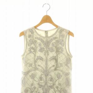 ANAYI 刺繍 メッシュ ノースリーブワンピース ロング丈 マキシ丈 レース 38 M アイスブルー