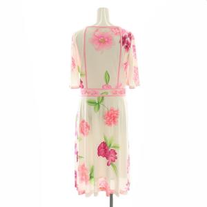 LEONARD FASHION フラワープリントワンピース 40 ピンク ホワイト