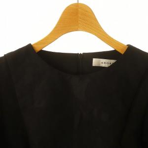 ADORE 23SS ボタニカルジャガードブラウス 七分袖 38 黒 ブラック