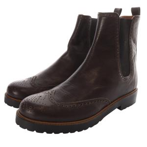 MARGARET HOWELL idea ウィングチップ サイドゴア ショートブーツ レザー 23.5cm 茶色 ブラウン