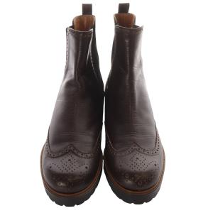 MARGARET HOWELL idea ウィングチップ サイドゴア ショートブーツ レザー 23.5cm 茶色 ブラウン