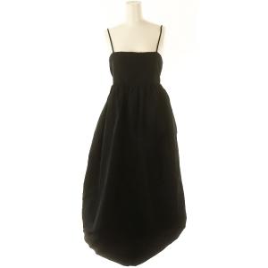 近年モデル P タフタ キャミワンピース ロング 36 黒 ブラック