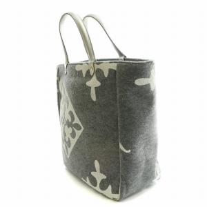 russet セレンディピティ フェルトトートバッグ ハンドバッグ 切替 総柄 グレー 白 ホワイト