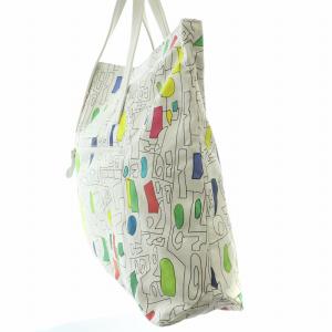 russet HERALBONY アートトートバッグ L ハンドバッグ 数字 総柄 キャンバス 白 ホワイト マルチカラー