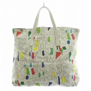 russet HERALBONY アートトートバッグ L ハンドバッグ 数字 総柄 キャンバス 白 ホワイト マルチカラー