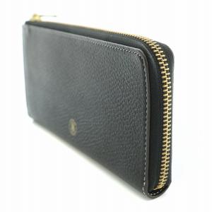 russet 長財布 ロングウォレット ラウンドファスナー レザー ロゴ 黒 ブラック