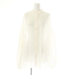 24SS コットンギャザー COTTON GATHERブラウス シャツ 長袖 フロントボタン F 白 ホワイト