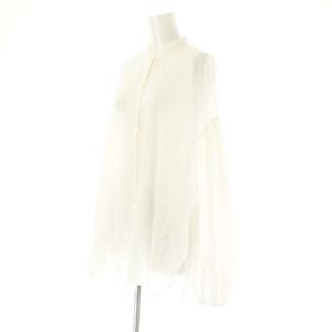 Plage 24SS コットンギャザー COTTON GATHERブラウス シャツ 長袖 フロントボタン F 白 ホワイト