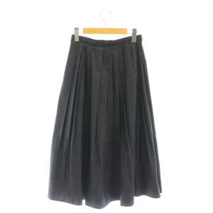 GALERIE VIE 24SS ライトデニム ランダムタックプリーツスカート ロング 34 紺 ネイビー /HK OS