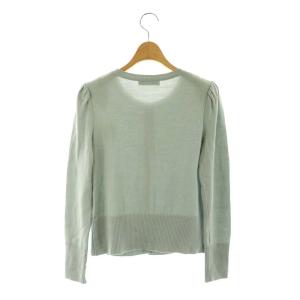 René ブローチ付き カーディガン 長袖 ニット ウール 36 ライトブルー 6142200