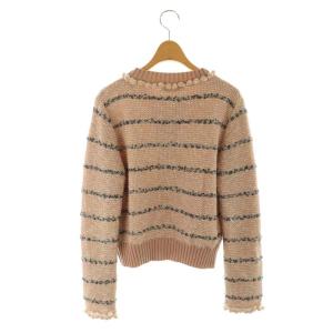 René フラワースパンコール カーディガン 長袖 ウール混 コットン混 36 S ダスティーピンク