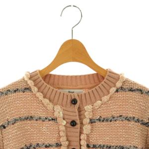 René フラワースパンコール カーディガン 長袖 ウール混 コットン混 36 S ダスティーピンク