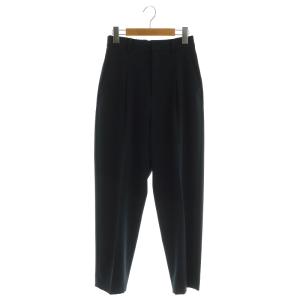 24SS ダブルクロスタックテーパードパンツ ストレッチ ハイウエスト 36 紺 ネイビー /MY OS