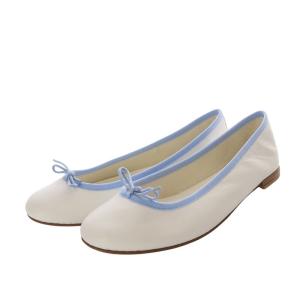 アトリエ セミオーダー バレエシューズ パンプス フラット リボンモチーフ レザー 38 24cm 白