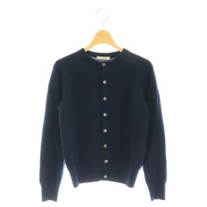 プレーンウール クルーネックカーディガン 長袖 ニット M 紺 ネイビー /MI OS SH