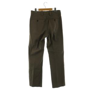 MARGARET HOWELL COTTON SILK POPLIN タックパンツ スラックス ストレート S カーキ