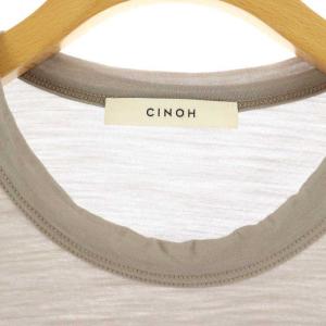 CINOH ウールCOSMORAMA パフスリーブT トップス カットソー 長袖 ロンT クルーネック 38 グレー