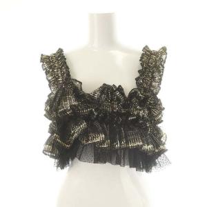 24AW ラメチュールビスチェ フリル ゴールド色 黒 ブラック /MI OS