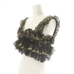 VERMEIL par iena 24AW ラメチュールビスチェ フリル ゴールド色 黒 ブラック /MI OS