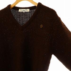 Christian Dior スポーツ SPORT Vネック ニット セーター 長袖 M ブラウン /DF OS