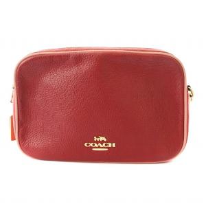 ショルダーバッグ 型押しレザー ロゴ 赤 91382