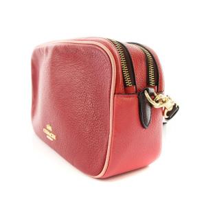 COACH ショルダーバッグ 型押しレザー ロゴ 赤 91382
