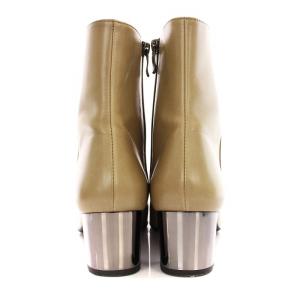 DIANA WD65359 ショートブーツ スクエアトゥ サイドジップ チャンキーヒール レザー 24cm ベージュ