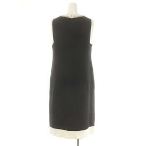 Grace Class 22AW ビジュー釦付サックドレス ワンピース 膝丈ノースリーブ 36 黒 白 ブラック ホワイト /MI