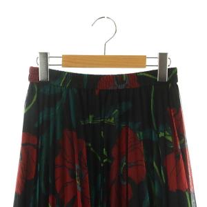 Diagram GRACE CONTINENTAL フラワープリントチュールスカート プリーツ ロング マキシ丈 花柄 総柄 36 S 黒 ブラック 赤 レッド