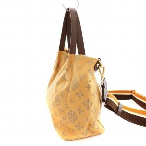 russet コットンジャガード ショルダー付きトートバッグ 2WAY モノグラム柄 キャンバス レザー オレンジ