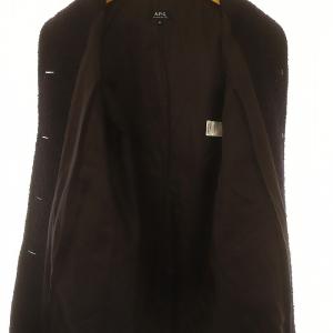 A.P.C. ウールラウンドカラーネップツイードコート ロング アウター 34 紺 ネイビー /MF OS SH