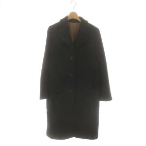 Harris Tweed ウールヘリンボーンコート アウター ロング 2 黒 ブラック /MF OS