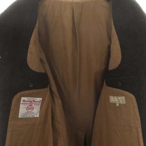 MARGARET HOWELL Harris Tweed ウールヘリンボーンコート アウター ロング 2 黒 ブラック /MF OS