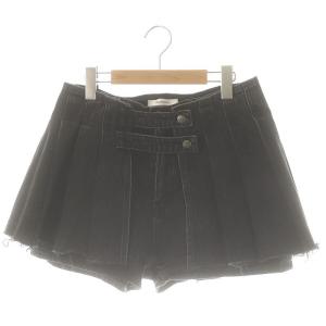 24SS PLEATS LAYERED ショートパンツ デニム 巻きスカート 2 黒 ブラック /MF