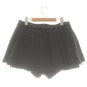 MOUSSY 24SS PLEATS LAYERED ショートパンツ デニム 巻きスカート 2 黒 ブラック /MF