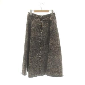 MARNI サーキュラー デニムスカート ロング ミモレ丈 フレア 38 黒 ブラック アイボリー GOJD0470Y0